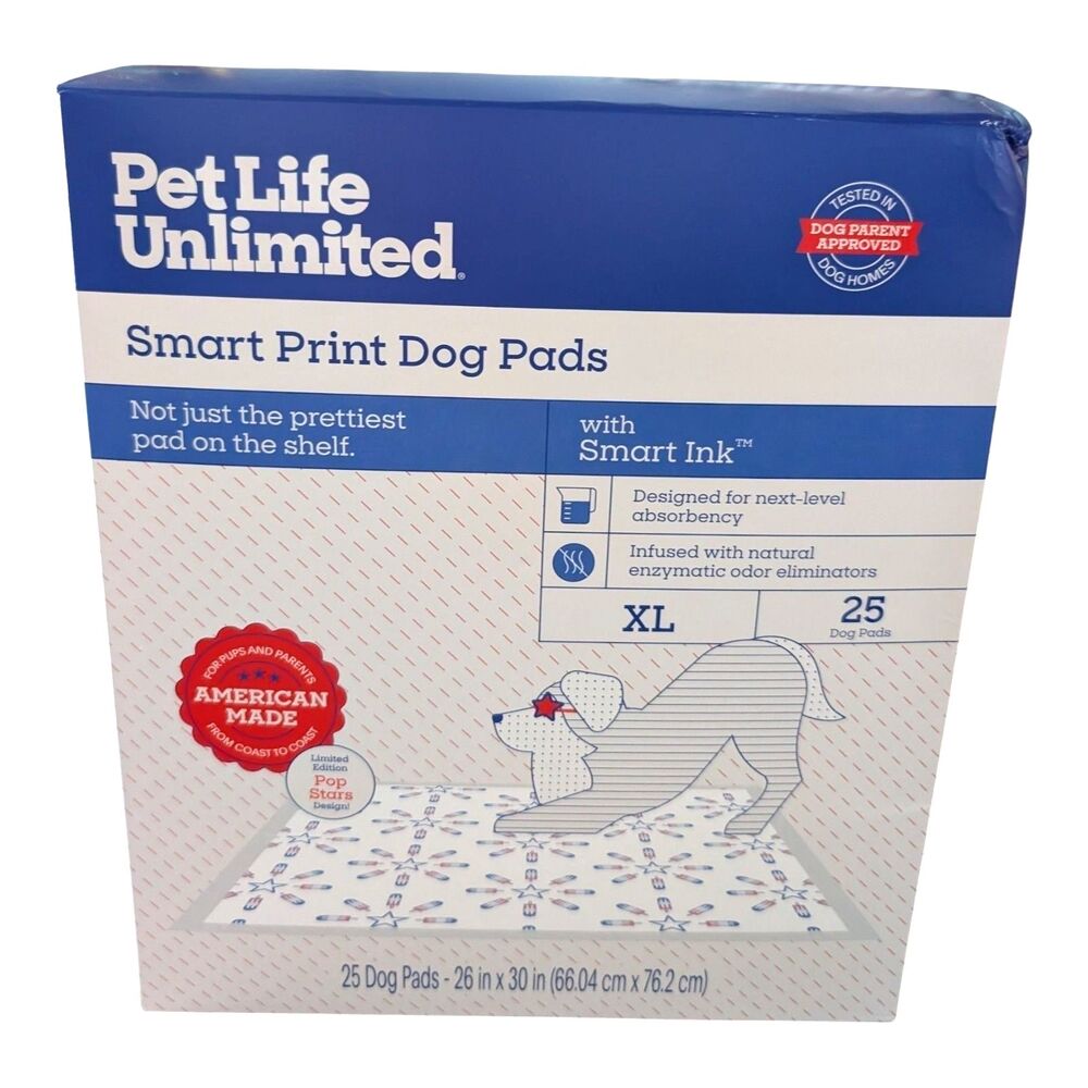 Pet Life Unlimited Smart Print dog Pads XL Training Pads 25 Pack Odor Resistant